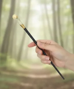 Baguette magique de luxe queenie authentique, métal et résine, motifs fantastiques détaillés avec support élégant, boîte cadeau sorcier.