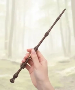 Coffret de baguette magique de luxe dumbledore 41,5 cm authentique, métal et résine, motifs fantastiques détaillés avec support élégant, boîte cadeau sorcier