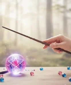 Coffret de baguette magique de luxe 38 cm hermione authentique, métal et résine, motifs fantastiques détaillés avec support élégant, boîte cadeau sorcier.