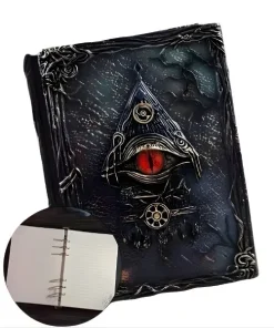 Grimoire Magique Œil rouge de Dragon 3D, carnet rechargeable A5, œil blanc, style gothique vintage.