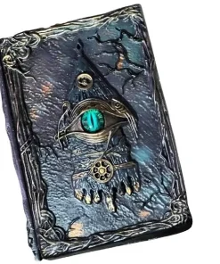 Grimoire Magique Œil de Dragon 3D, carnet rechargeable A5, œil vert, style gothique vintage.