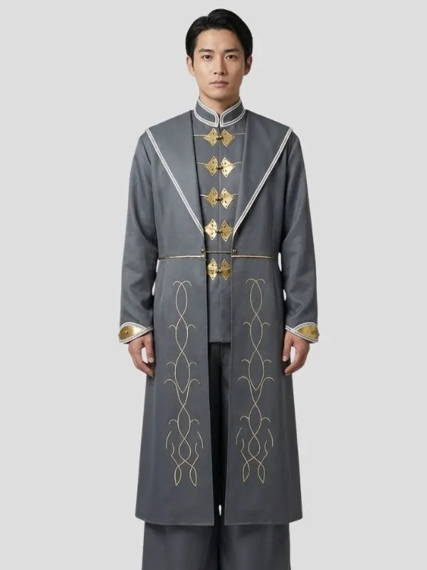 Alternative view of Costume magicien homme 3 pièces gris anthracite doré