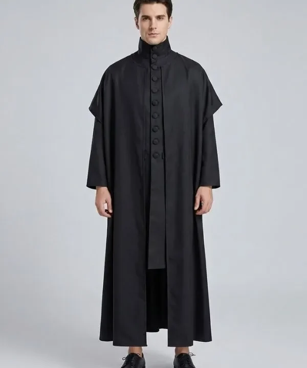 Alternative view of Costume de professeur de magie gothique - Redingote noire à boutons et cape assortie