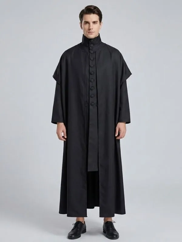 Alternative view of Costume de professeur de magie gothique - Redingote noire à boutons et cape assortie