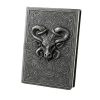 Grimoire ésotérique Bélier Argenté, carnet fantastique 3D avec motif tête de bélier.