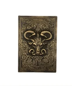 Grimoire ésotérique Bélier Bronze, carnet fantastique 3D avec motif tête de bélier.
