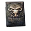 Grimoire ésotérique Bélier Multicolore, carnet fantastique 3D avec motif tête de bélier.