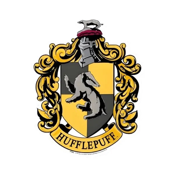 Blason officiel de la maison Hufflepuff Poufsouffle blaireau jaune et noir Harry Potter