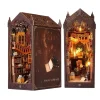 Maquette en bois DIY Book Nook Magic Library avec éclairage LED, serre-livres miniature style bibliothèque magique pour décoration d'étagère.