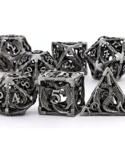 Alternative view of Relique du dragon d'argent – Set de 7 dés en métal creux JDR & D&D