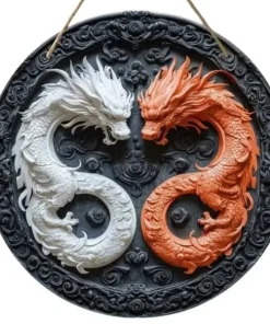 Disque décoratif dragon en bois 2D fantastique - 5, 20 CM