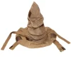 Choixpeau Magique Harry Potter, réplique chapeau sorcier marron 40cm, aspect patchwork vieilli et visage