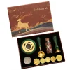 Coffret de luxe pour sceau à la cire comprenant un réchaud vert, une cuillère à fondre, un flacon de perles de cire multicolores, une bougie chauffe-plat et cinq têtes de tampons gravées.