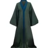 Costume de professeur de magie vert Voldemort, tunique bleue, manches évasées amples.