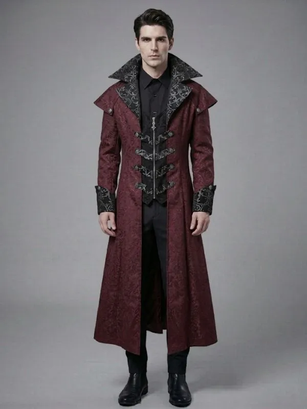 Alternative view of Manteau long gothique bordeaux à manches longues pour adulte - Style victorien