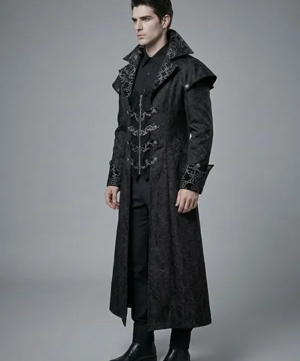 Alternative view of Manteau long gothique noir à manches longues pour adulte - Style victorien