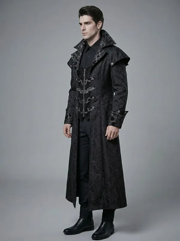 Alternative view of Manteau long gothique noir à manches longues pour adulte - Style victorien