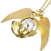 Montre collier Vif d'Or Harry Potter, pendentif gousset doré acier inoxydable, ailes ciselées.