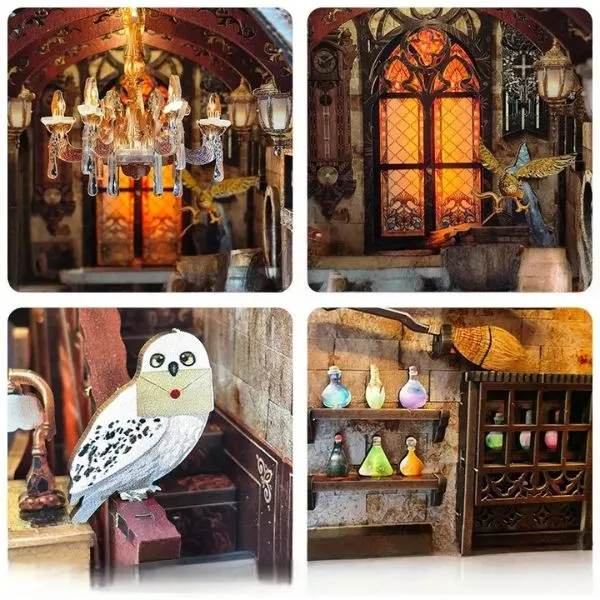 Collection accessoires Harry Potter miniatures chouette Hedwige et fioles de potions magiques pour Book Nook