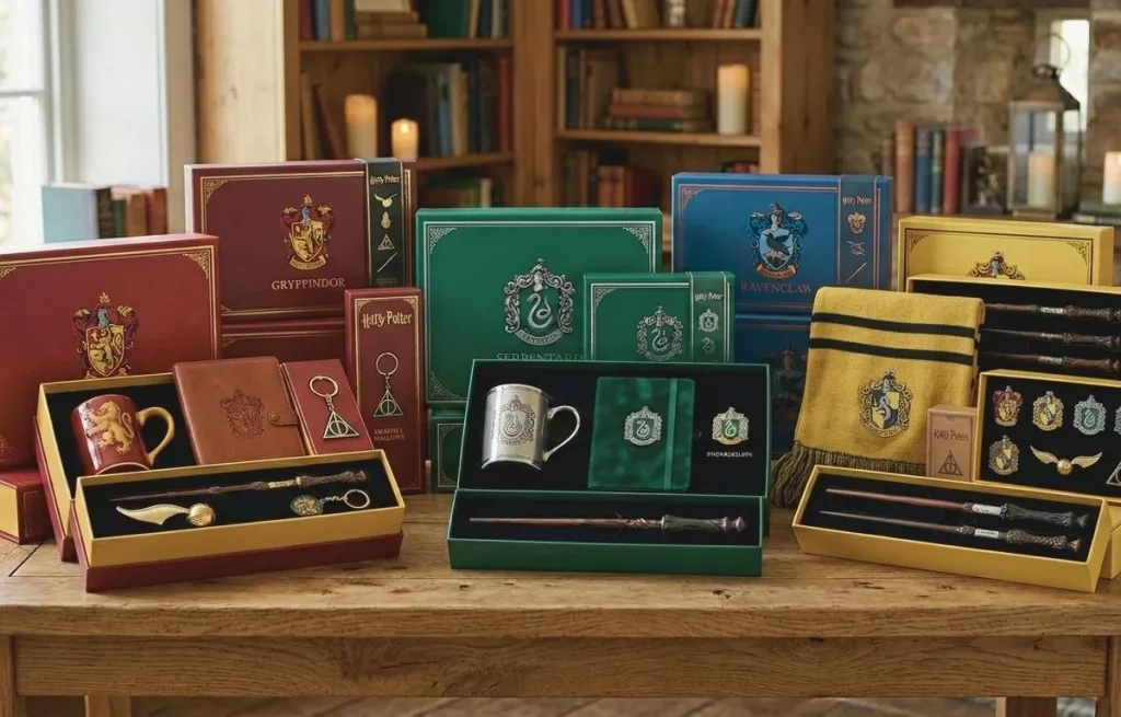 Collection de coffrets cadeaux Harry Potter des quatre maisons de sorciers.