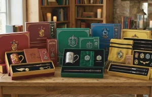 Collection de coffrets cadeaux Harry Potter des quatre maisons de sorciers.