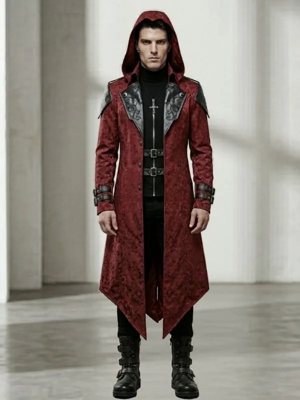 Alternative view of Veste à capuche gothique et cosplay Assassin's Creed - Rouge Bordeaux & Accents Noirs