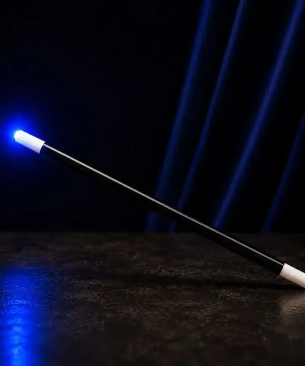 Baguette magique Houdini noire et blanche avec LED bleue intense.