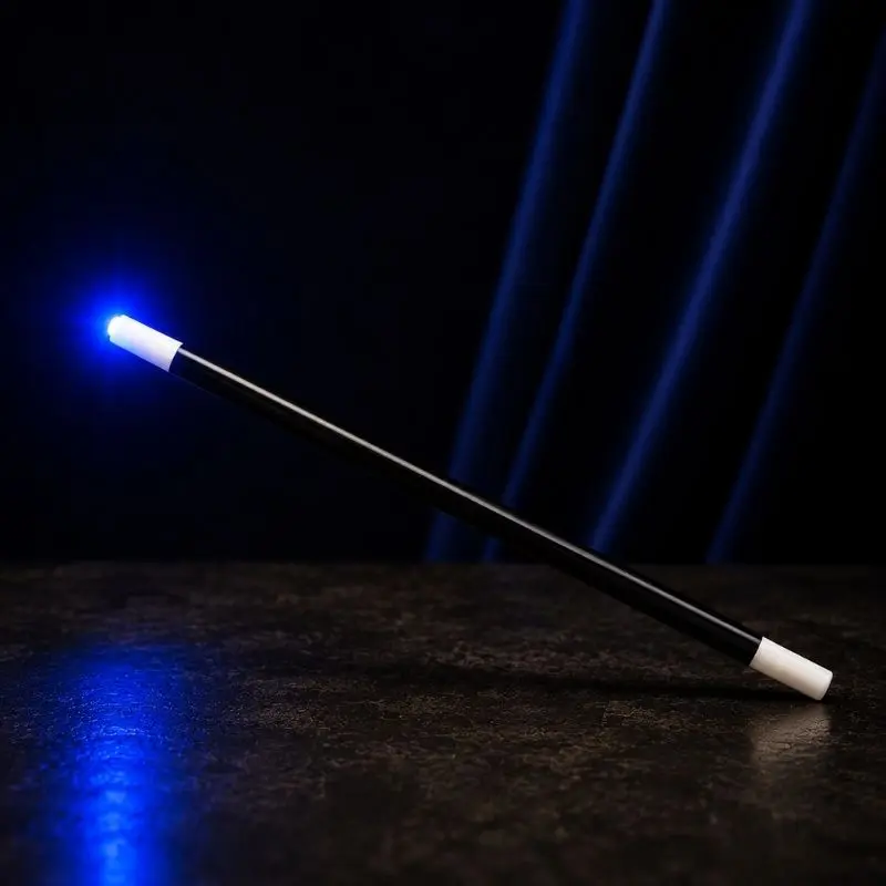 Baguette magique Houdini noire et blanche avec LED bleue intense.