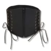 Ceinture corset noire femme élastique, laçage décoratif, en simili-cuir.