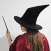 Chapeau de sorcière maléfique noir, pointu