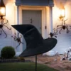 Chapeau de sorcière maléfique noir, pointu, grand bord, polyester, déguisement Halloween.