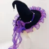 Chapeau de Sorcière Noir Organza Violet – Image 3