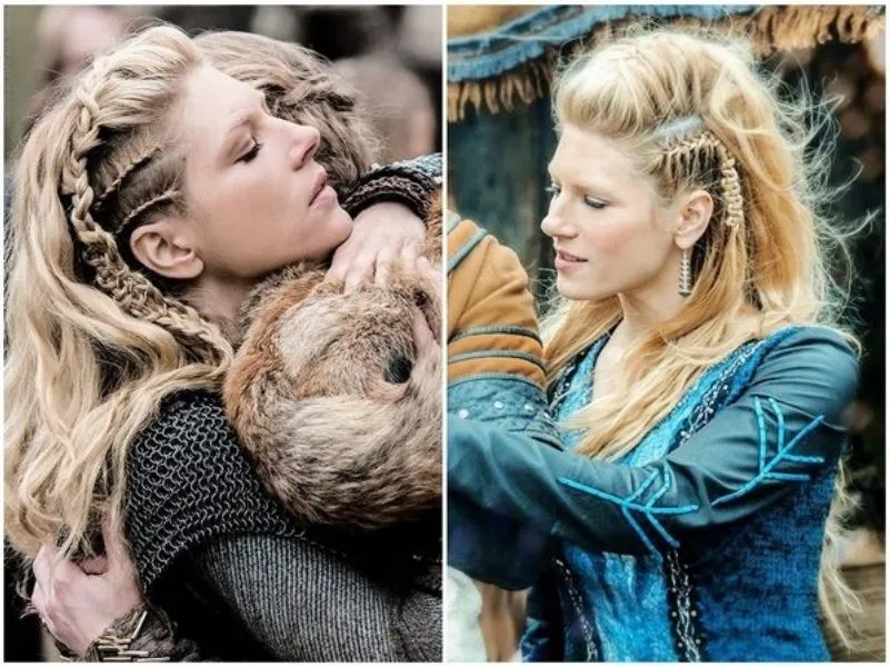 Coiffure traditionnelle viking avec tresses, style Lagertha