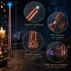 Baguette magique lumineuse pour enfant avec effet sonore, lumière LED, piles incluses et poignée effet bois sculpté.