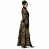 Manteau long gothique femme avec broderies dorées