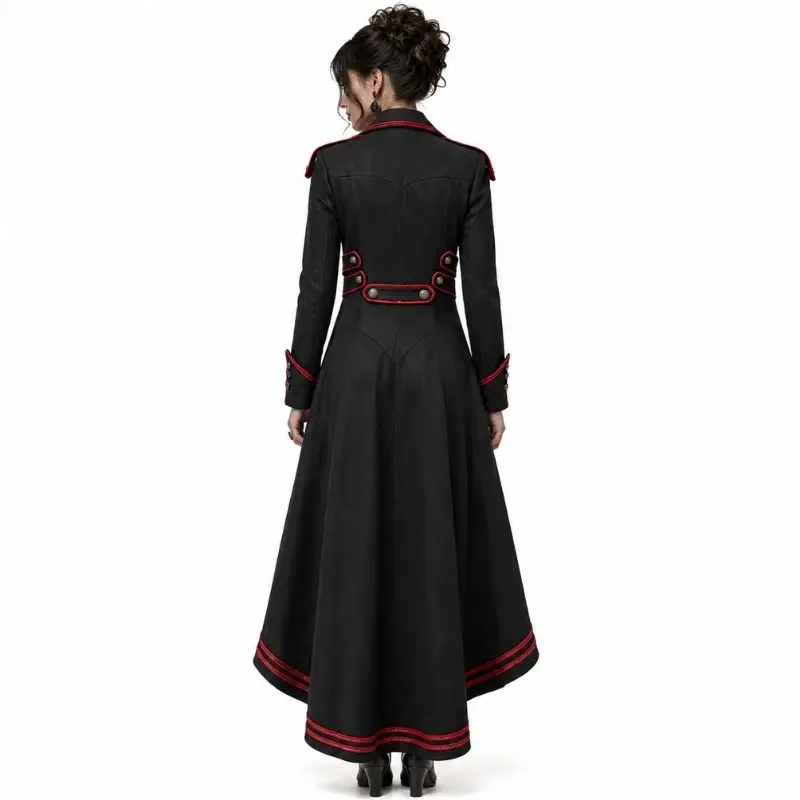 Manteau gothique victorien femme noir à coupe asymétrique