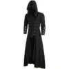 Tenue de rôdeur gothique noire pour homme avec manteau long et capuche enveloppante