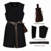 Tenue médiévale homme noire idéale pour cosplay, fêtes médiévales et événements historiques