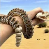 Serpent articulé 3D vipère réaliste beige et noir avec motifs d'écailles et sonnette