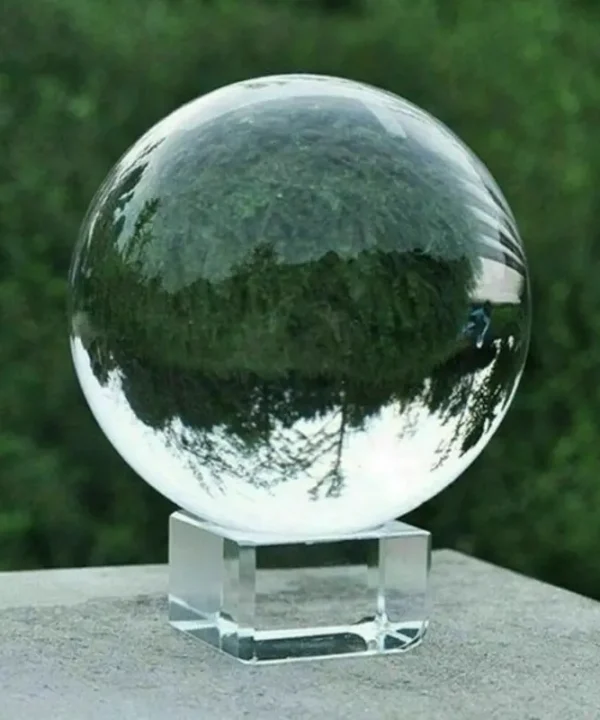 Boule de Cristal des Oracles K9 80mm, transparente avec support pour photo, déco, divination.