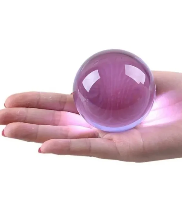 Boule de Cristal Éthérée en verre rose pour décoration mystique, divination