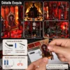 Serre-livres gothique lumineux avec intérieur de maison hantée miniature