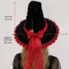 Chapeau pointu de sorcière noir avec satin rouge et étoile dorée en filigrane