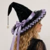 Chapeau de sorcière Étoile Mystique violet et noir avec pendentif étoile dorée
