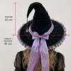 Chapeau de sorcière fantasy violet avec ruban satiné et détails en dentelle