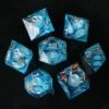 Dés JDR bleu Dragon Azur en résine translucide