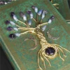 Grimoire Arbre de Vie vert avec pierres améthystes