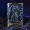 Grimoire Dragon Légendaire, couverture résine sculptée 3D, œil rouge, peint à la main.
